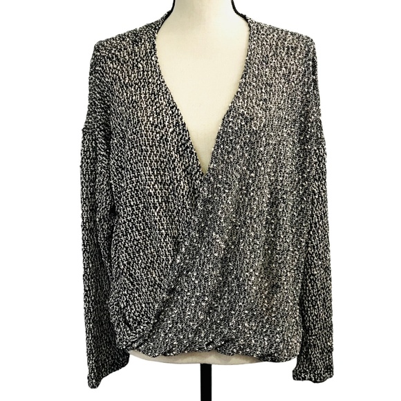 Stylebook Sweaters - Stylebook Tan & Black Wrap Style Sweater